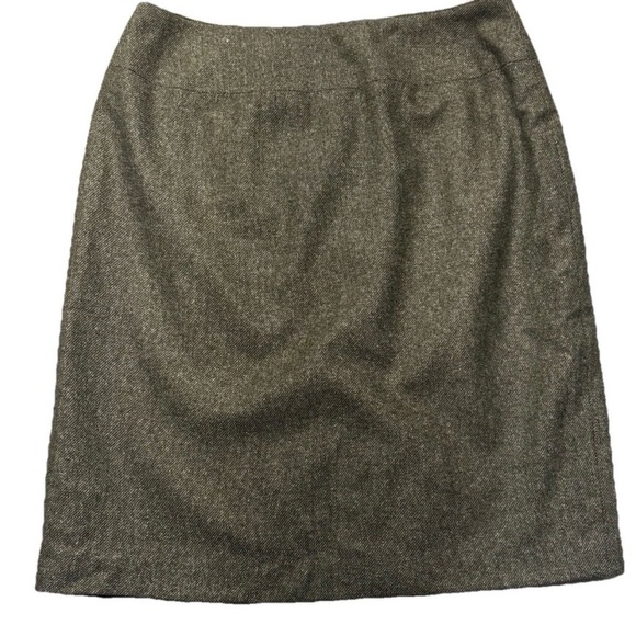 Talbots Vintage Green Tweed Wool Silk Blend Pencil Skirt Back zip above knee USA - Picture 10 of 10